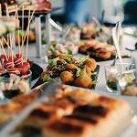 a platter of food for an event